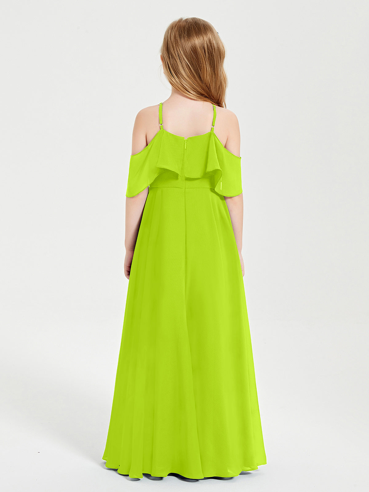 Off-the-Shoulder Long Dresses for Junior Bridesmaids Lime Green